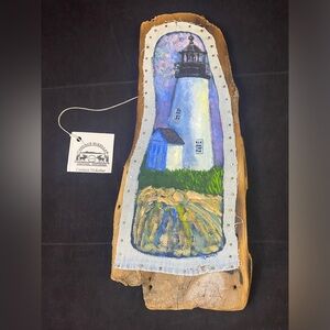 Lighthouse Nautical Art Driftwood Candace McKellar, Maine Hand Painted Signed